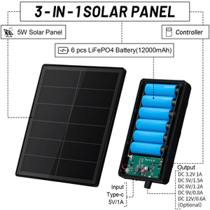 Mini Panel Solar de 5w con Batería Integrada BMS UPS para Dispositivos IoT, Salida de 3.2v/5v/6v/9v/12v, Batería de Litio Ferrofosfato - Product Image 2