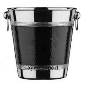 Refroidisseur de vin en métal enduit de poudre de champagne noir argenté personnalisable Plateau de service de comptoir décoratif avec seau à glace - Product Image 3