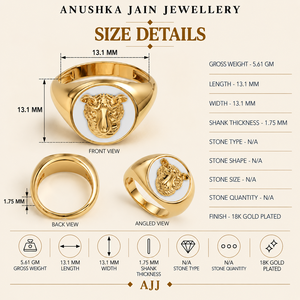 Bague vintage en acier inoxydable plaqué or 18 carats avec motif tigre, ajustable, bijou tendance pour anniversaire - Product Image 4