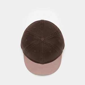 Casquette de baseball en tissu de coton marron avec visière rose, unisexe, décontractée, vente en gros, logo personnalisé, haute qualité, OEM ODM, faible MOQ, bicolore - Product Image 6