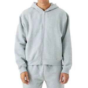 Nouvelle conception tendance, ensemble sweat à capuche et short pour homme, épaules tombantes, fermeture éclair, logo personnalisé, 100% coton molleton, vêtements de jogging, ensembles de shorts - Product Image 4
