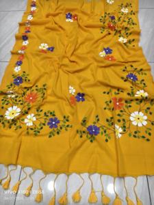 Exclusivo Sari de Algodón Mal Pintado a Mano, Tejido Ecológico de Secado Rápido, Ligero, con Estampado para Mujeres y Niñas, Vestido para Bodas - Product Image 4