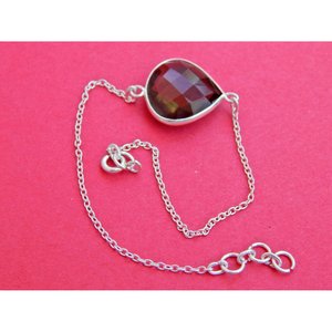 925 Sterling Silver Smoky Quartz <b>Bracelet</b> with Faceted Smoky Topaz Gemstone <b>Ball</b> Charm Gift for Her-BR0137-GS - Product Image 3