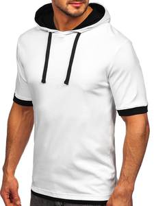 Haute performance T-shirt à capuche de golf à manches courtes en coton 60% polyester pour hommes 40% Logo personnalisé respirant motif solide cordon de serrage - Product Image 3