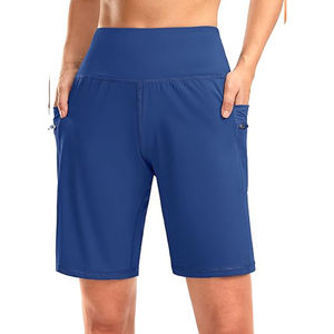 Bermuda taille haute pour femme 9 ''poches zippées short d'entraînement athlétique respirant pour la course à pied Yoga longueur au genou décontracté - Product Image 1