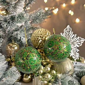 Boules de Noël écologiques en papier mâché de 8 cm Modèles traditionnels pour la maison et la fête Techniques d'impression de taille personnalisable - Product Image 1