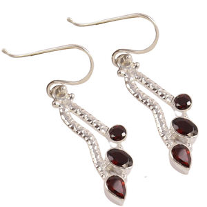 Garnet Gemstone <b>Earrings</b> 925 Solid Sterling Silver Round Garnet <b>Earrings</b> for Women Girls, <b>Dangle</b> <b>Earrings</b> Silver, Silver - Product Image 1