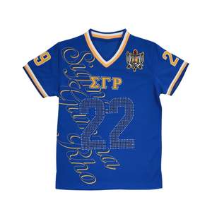 Sigma Gamma Rho SGRho Greek Sorority Maillot de football bleu royal 100% Polyester Mesh Logo de l'équipe brodée Épaules avant et arrière - Product Image 1