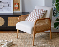 Moderner Freizeitstuhl aus Rattan mit Abnehmbarem Bezug Massivholzrahmen - Für Apartments & Hotels Wohnmöbel