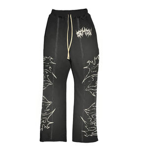 Pantalones Deportivos de Felpa de Algodón al por Mayor, Personalizables, Pantalones Acampanados Desgastados - Product Image 1