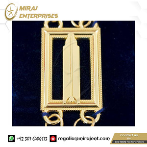 Collar de cadena masónica Blue Lodge G Square & Compass con bordado de plata de terciopelo azul Masonic Regalia - Product Image 3