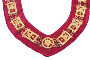 Herramientas DE TRABAJO DE Logia roja masónica Collar de cadena masónica con diamantes de imitación Terciopelo rojo Regalos masónicos Tela Collar de cadena personalizado - Product Image 5