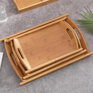Plateaux à dessert en bois de qualité supérieure les plus vendus élégant plateau de service en bois de bambou avec poignées latérales - Product Image 5