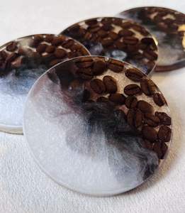 EXPWOOD Ensemble de sous-verres en résine époxy de qualité avec effet océanique Dessous de verre ronds et carrés décoratifs en résine époxy par Craftsy Home - Product Image 5