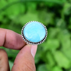 925 Sterling <b>Silver</b> Handmade Gemstone Larimar <b>Spinner</b> Promise <b>Ring</b> Jewelry 925 Stamp Wedding Gift Best Quality <b>Ring</b> Jewelry - Product Image 4