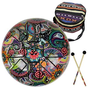 Happy Drum Instrumento musical Om Meditación Lengua Tanque 2 Palos y bolsa de tela Happy Drum Tamaño 8 pulgadas Instrumentos para musicales - Product Image 5