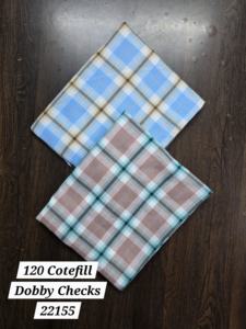 Tissu de chemise en coton de haute qualité teint en fil Dobby Checks Cotfill Poly pour les mariages et les vêtements de sport - Product Image 2