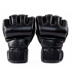 Guantes de MMA Profesionales de Medio Dedo Más Vendidos, Color Negro, Cuero, Guantes de Competición de Lucha MMA con Logotipo Personalizado - Product Image 1