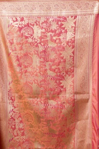 Saree de seda de tejido puro de diseñador para mujer Ropa de fiesta de boda tradicional india y pakistaní con tejido Zari - Product Image 5