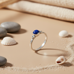 Anillo Fino de Plata 925 con Gema Azul, Accesorio de Uso Diario para Mujer - Product Image 2