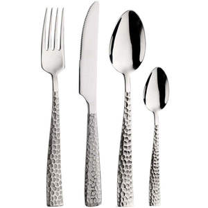 Ensemble de couverts de luxe en acier inoxydable 4 pièces avec poignées design tourbillon Style américain moderne et passe au lave-vaisselle dans les tons argentés - Product Image 1