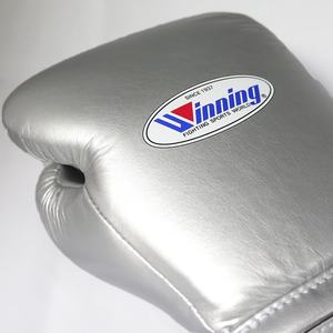 Personalización profesional OEM Logo Training Winning Silver White Cow Guantes de boxeo de cuero genuino 2017 - Product Image 4