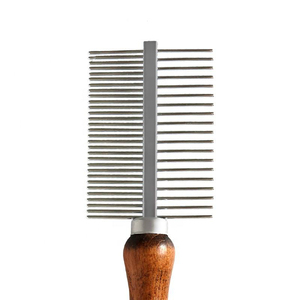 Peigne de toilettage professionnel pour chien et chat manche en bois peigne pour animaux de compagnie en acier inoxydable Double face - Product Image 5