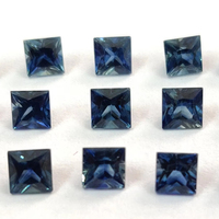 Saphir bleu naturel uniquement, chauffé, 3 mm, taille carrée, facetté, qualité supérieure - Saphir bleu en vrac