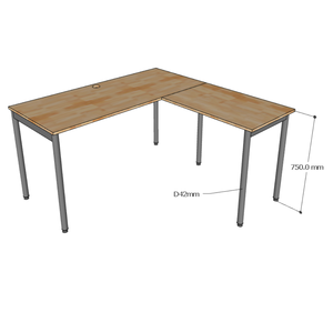 Bureau de travail moderne en forme de L, design convertible - OMA II HBOM212 - Product Image 3