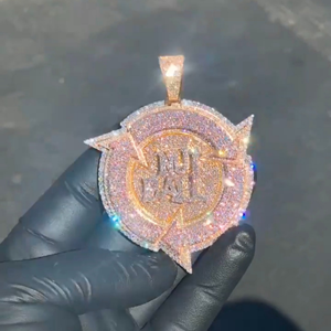 Lujoso Colgante Hip Hop de Plata de Ley con Moissanita de 30 Quilates, Estilo Diamante, Chapado en Oro Rosa, Joyería Personalizada - Product Image 4