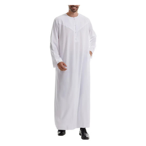Túnica Thobe Islámica Modesta para Hombre, Abaya de Talla Grande, Transpirable, de Secado Rápido, Color Sólido, Manga Larga, Ramadán, Eid, Arabia Saudita - Product Image 3
