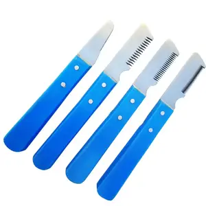 Grosir kualitas terbaik desain kustom alat perawatan hewan peliharaan pisau cukur penghilang rambut pisau pengupasan anjing