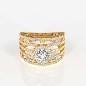 14K <b>Gold</b> Moissanite Diamond <b>Cocktail</b> <b>Ring</b> Round Cut with Elegant Style - Product Image 1