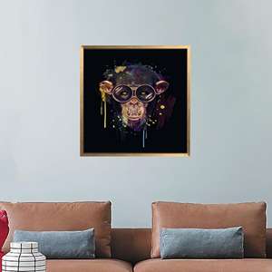 งานศิลปะลิงปัญญาสูงสุดสง่างาม - ภาพพิมพ์บนผ้าใบสำหรับตกแต่งสไตล์โมเดิร์น กรอบสีทอง - Product Image 1