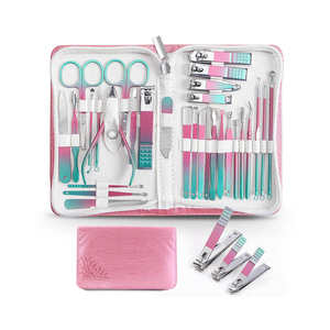 Juego de manicura y pedicura Cortaúñas de acero inoxidable y herramientas de cuero/Pu Kit de aseo en caja de embalaje - Product Image 1