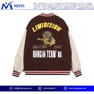 Chaqueta universitaria de lujo para hombre, lana gruesa, estilo universitario, bombardero personalizado, ropa de abrigo de béisbol con mangas de cuero para moda callejera - Product Image 3