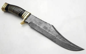 มีดล่าสัตว์เหล็ก D2ทำมือสั่งทำพร้อมด้ามจับแตรมีดโบวี่ขัดสูงพร้อมปลอกหนัง - Product Image 2