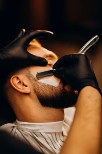 Stainless Steel Single Blade Razor for <b>Men</b> Face & <b>Bikini</b> Use Barber Shop Use Black Handle with Gold Accent - Product Image 3