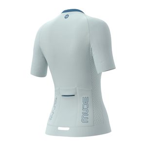 เสื้อปั่นจักรยานสำหรับผู้หญิง GLIDE สีฟ้าอ่อน-น้ำหนักเบา ระบายอากาศได้ดี เสื้อปั่นจักรยานแขนสั้น - Product Image 3
