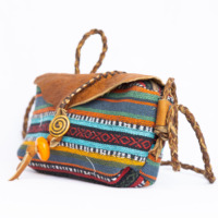 Sac à main authentique vintage népalais pour femme, style bohème, avec fermeture éclair, chaînes, broderie, lettres, bandoulière unique, portable