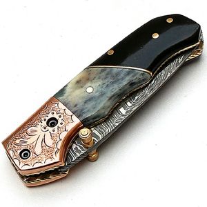 Cuchillo de bolsillo plegable de acero de Damasco de alta calidad, el mejor diseño para caza al aire libre, Camping, cuchillos plegables disponibles OEM - Product Image 4