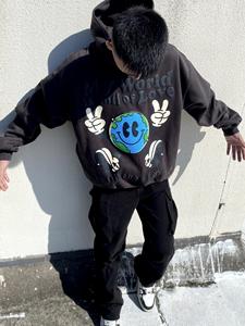 Sudadera con capucha unisex para otoño e invierno, ropa de calle, sudaderas de poliéster de gran tamaño con 3D para estampado de hojaldre y logotipo bordado para M - Product Image 3