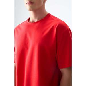 T-shirt en coton basique pour homme Air Jones, coupe ample, texture épaisse et douce, vêtement décontracté confortable, couleur Fiesta 88377 - Product Image 3
