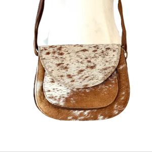 Bolso Bandolera de Cuero Genuino para Mujer, Estilo Bohemio, con Cierre de Cremallera, Forro de Poliéster Resistente, Estampado Animal, para Viaje, Verano - Product Image 1