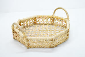 Plateau octogonal en rotin de qualité supérieure Vietnam stockage naturel tissé à la main plateau de service de fruits en osier pour pièce maîtresse de mariage plateau de vente chaude - Product Image 5