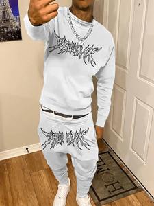 Premium Men Casual 2 Piece Set Custom Printed Design Breathable Tracksuits Top Notch <b>100</b>% Cotton Full Sleeves Sweat Suits - Product Image 2