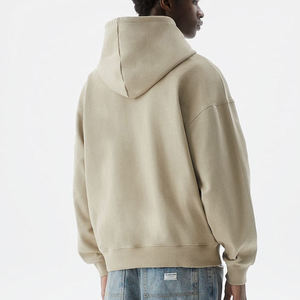 Sudaderas con capucha de gran tamaño de alta calidad para hombre, logotipo impreso personalizado, jersey de calle con patrón sólido de algodón pesado lavado Vintage - Product Image 4