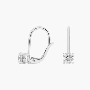 Hidden Halo Lever <b>Back</b> Round Cut Lab Grown Diamond Stud <b>Earrings</b> 0.95 Ct Lab Grown Diamond In 14K Solid Gold Special Occasion - Product Image 2