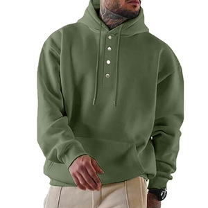 Sweat-shirt surdimensionné épais et lourd en coton 100% de 400 g/m², personnalisable en gros, nouveau style, bouton sur le devant, 2025 - Product Image 5