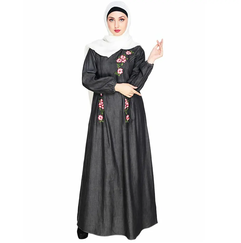 Breathable 2024 High Quality Women Styles Abayas With white color Scarf pakistan made women abayas